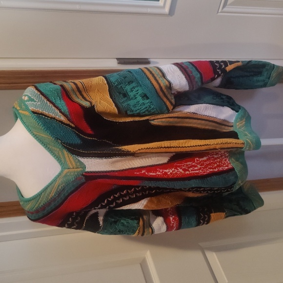 Carlo Alberto Australia multi color mercerized cotton v-neck sweater size large - Picture 1 of 4